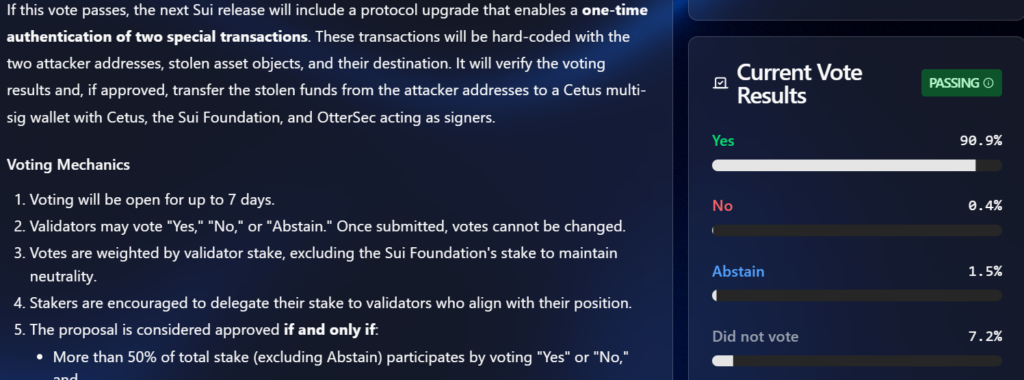 Sui community passes vote for frozen Cetus funds