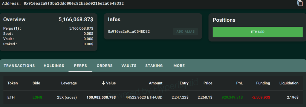 Whale wallet “0x916e”