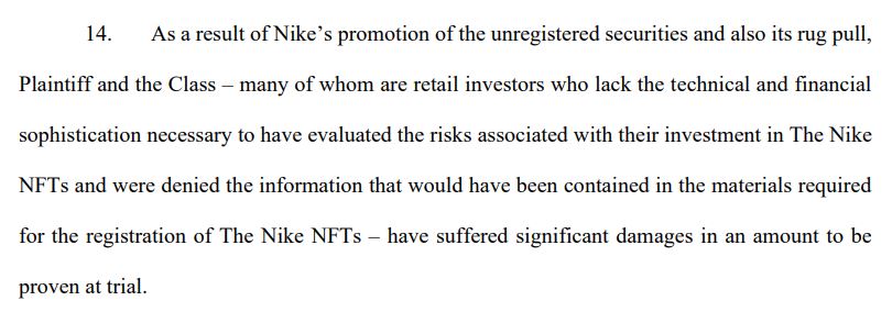 Nike faces investor claims over NFT platform shutdown